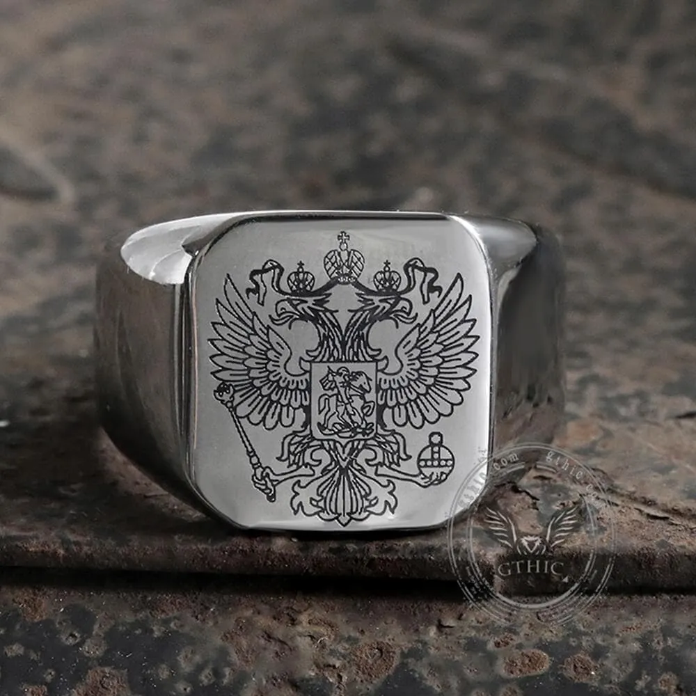 Double-Headed Eagle Stainless Steel Coat of Arms Ring sold by GTHIC product image thumbnail 4