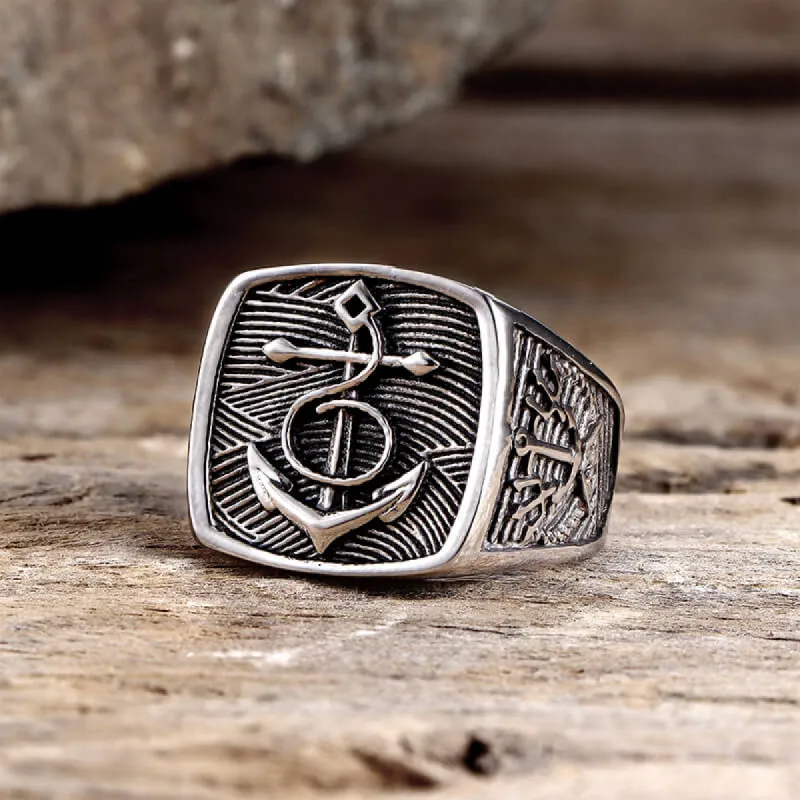 Nordic Anchor Compass Stainless Steel Ring sold by GTHIC