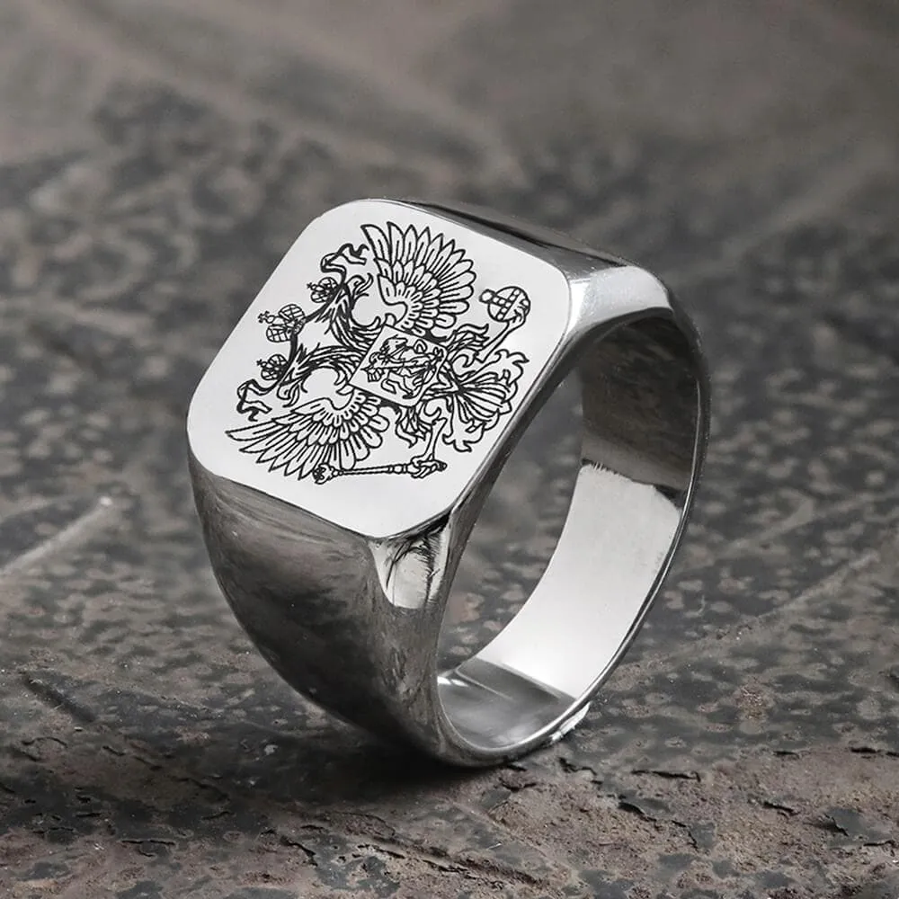 Double-Headed Eagle Stainless Steel Coat of Arms Ring sold by GTHIC