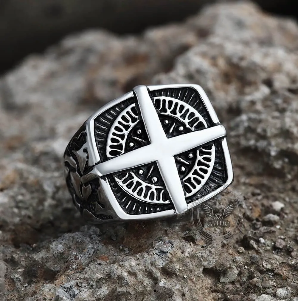 Pirate Compass Cross Stainless Steel Ring sold by GTHIC product image thumbnail 5