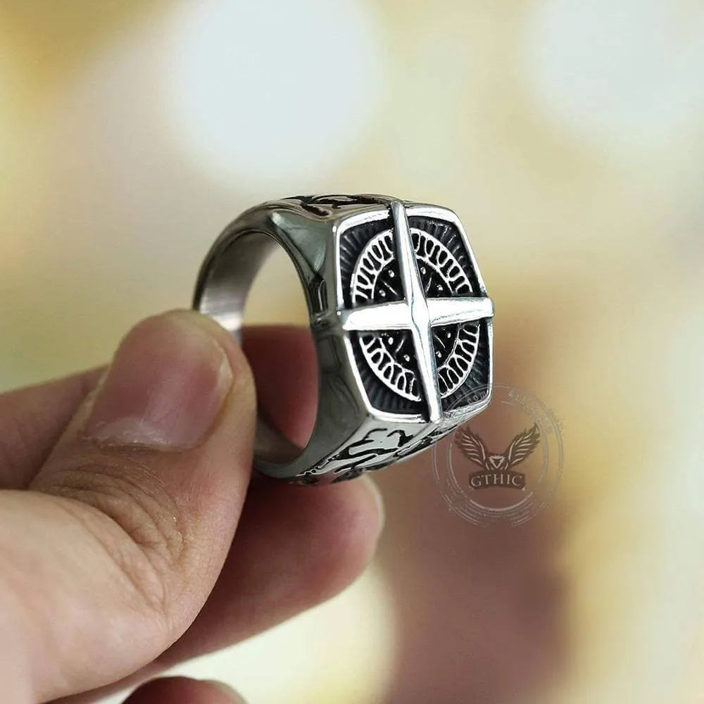 Pirate Compass Cross Stainless Steel Ring sold by GTHIC product image thumbnail 3