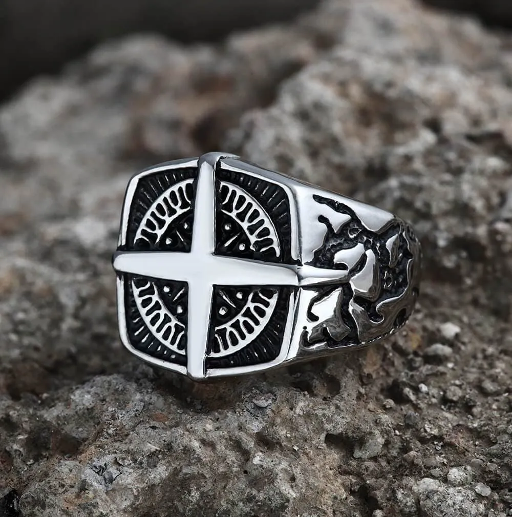 Pirate Compass Cross Stainless Steel Ring sold by GTHIC