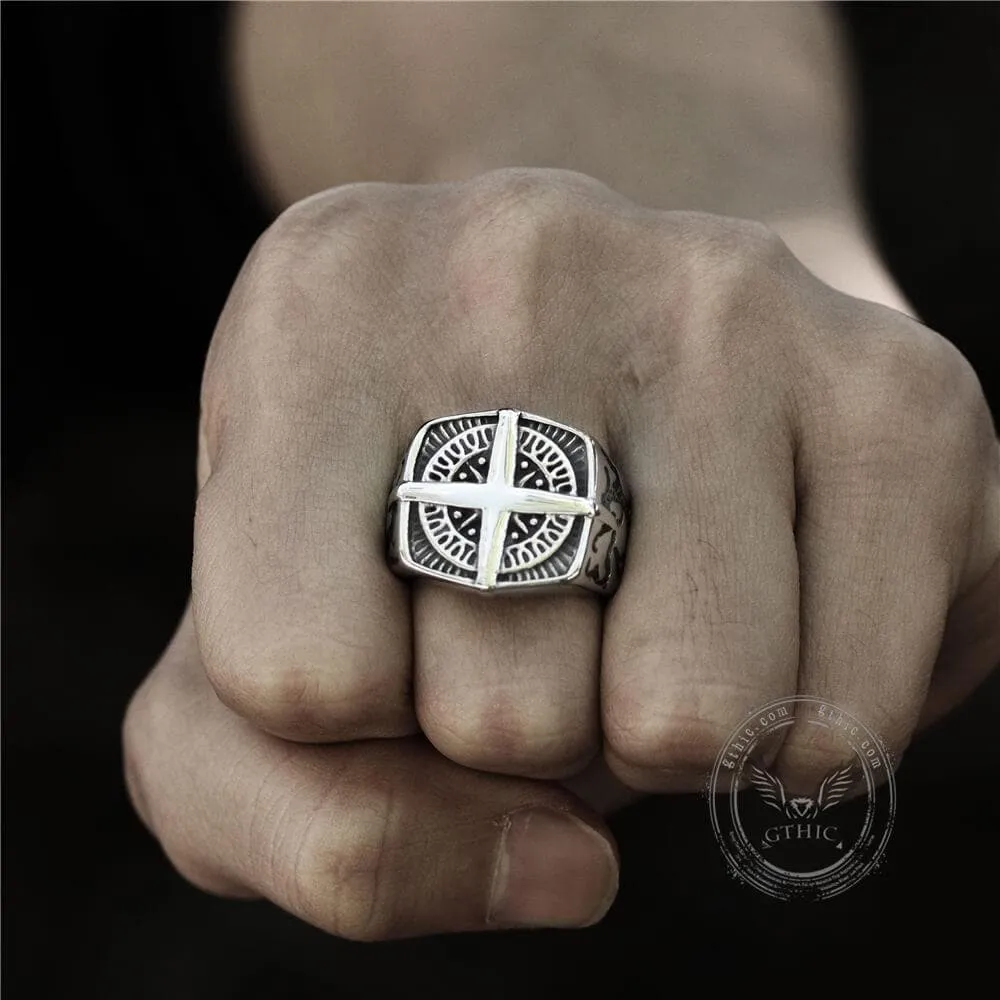 Pirate Compass Cross Stainless Steel Ring sold by GTHIC product image thumbnail 2
