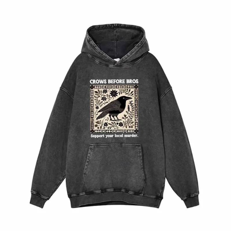Crows Before Bros Vintage Washed Hoodie sold by GTHIC