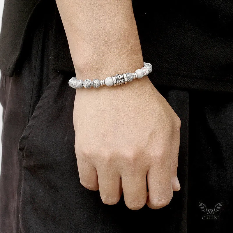 Vintage Skull Pattern Natural Stone Bracelet sold by GTHIC product image thumbnail 2