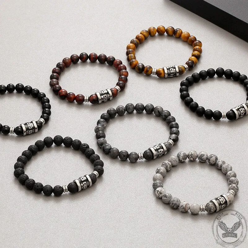 Vintage Skull Pattern Natural Stone Bracelet sold by GTHIC