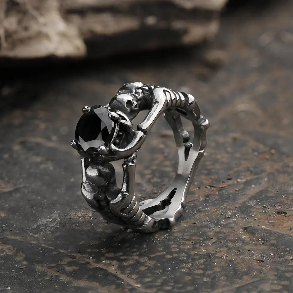 Gothic Tribute Gem Stainless Steel Skull Ring sold by GTHIC