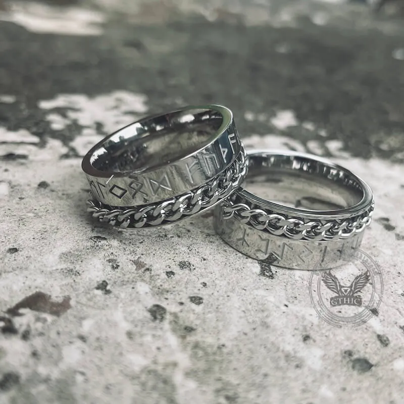 Viking Runes Chain Stainless Steel Spinner Ring sold by GTHIC