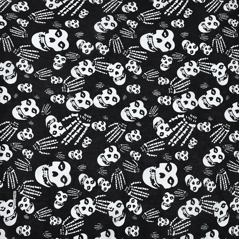 Classic Skulls Print Cotton Square Scarf sold by GTHIC product image thumbnail 2