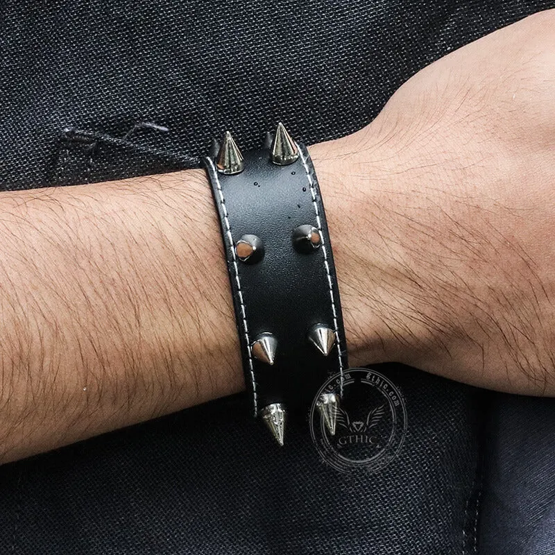 Minimalist Rivets Leather Punk Bracelet sold by GTHIC product image thumbnail 2