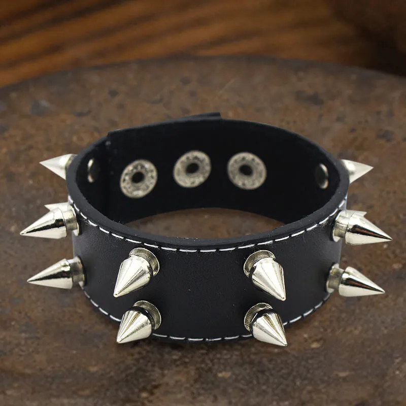 Minimalist Rivets Leather Punk Bracelet sold by GTHIC