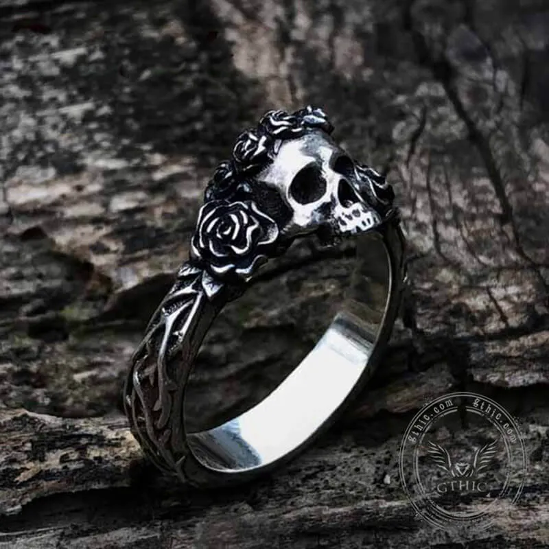 Free Soul Never Dies Flower Skull Stainless Steel Wedding Ring sold by GTHIC product image thumbnail 3