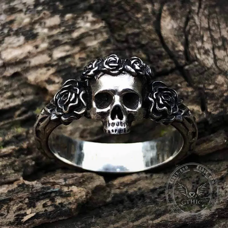 Free Soul Never Dies Flower Skull Stainless Steel Wedding Ring sold by GTHIC product image thumbnail 4