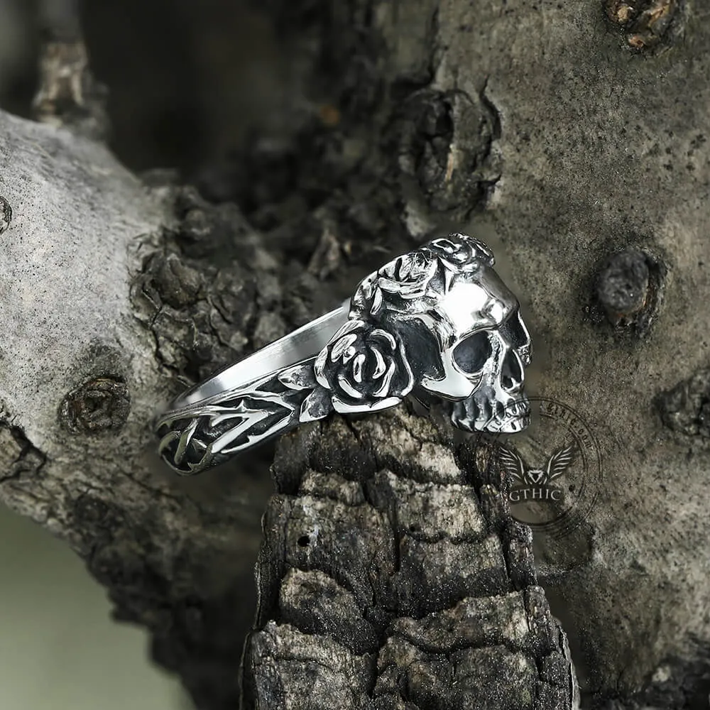 Free Soul Never Dies Flower Skull Stainless Steel Wedding Ring sold by GTHIC product image thumbnail 5