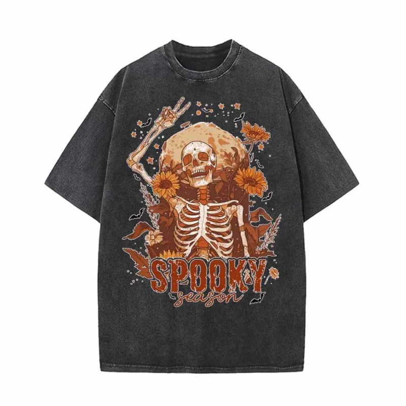 Happy Skeleton Spooky Season Vintage Washed T-shirt sold by GTHIC
