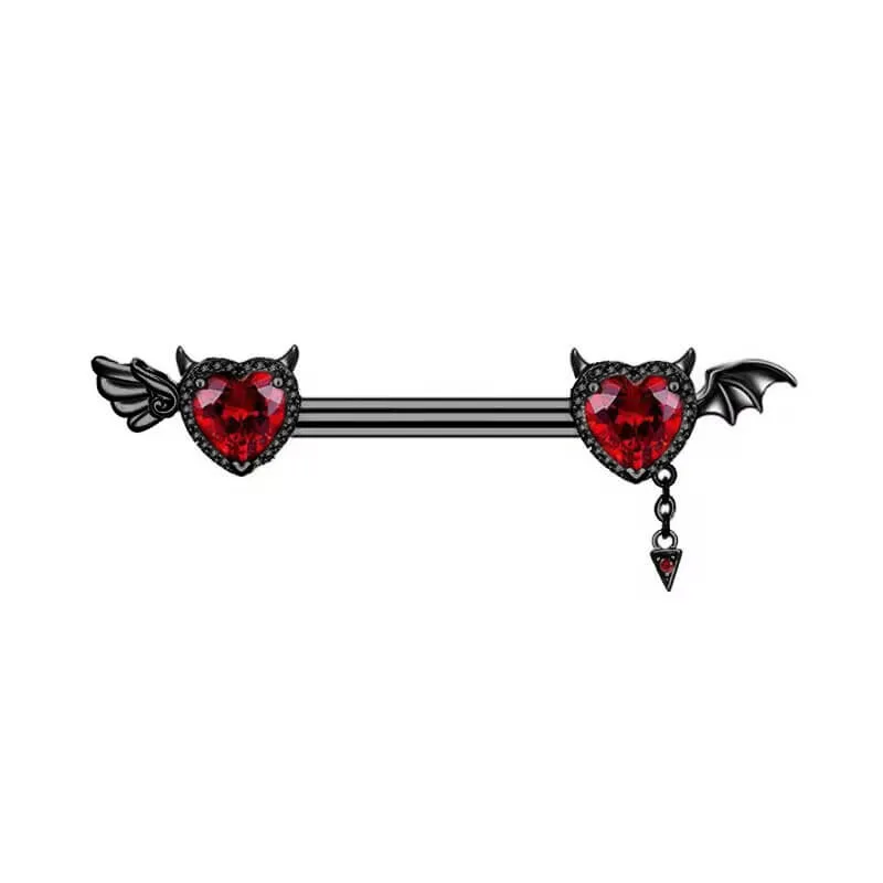 Heart Shaped Devil Wings Stainless Steel Piercing Ring sold by GTHIC product image thumbnail 3