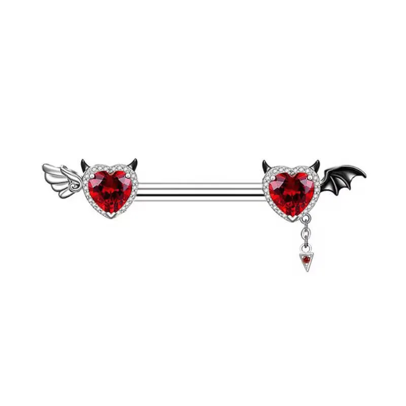 Heart Shaped Devil Wings Stainless Steel Piercing Ring sold by GTHIC