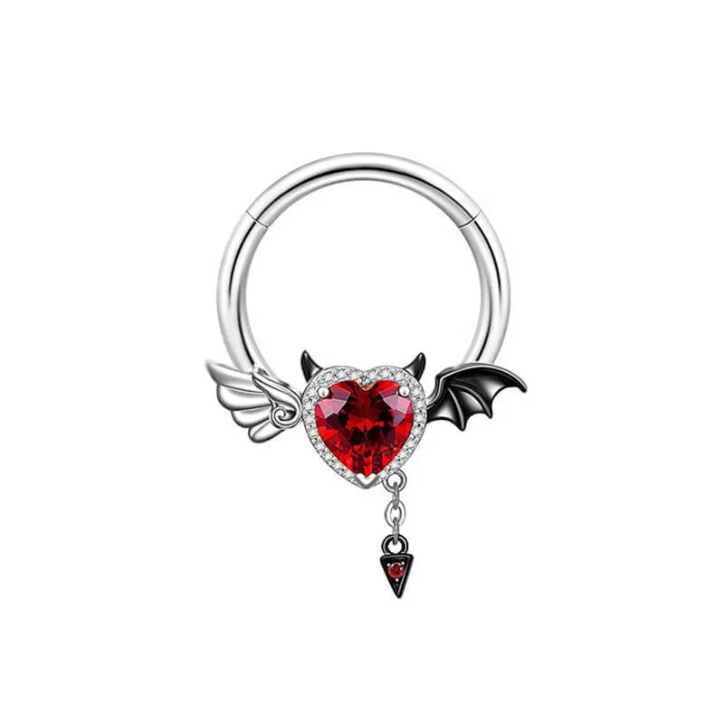 Heart Shaped Devil Wings Stainless Steel Piercing Ring sold by GTHIC product image thumbnail 5