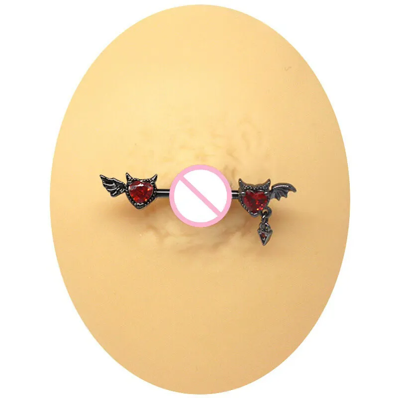 Heart Shaped Devil Wings Stainless Steel Piercing Ring sold by GTHIC product image thumbnail 4