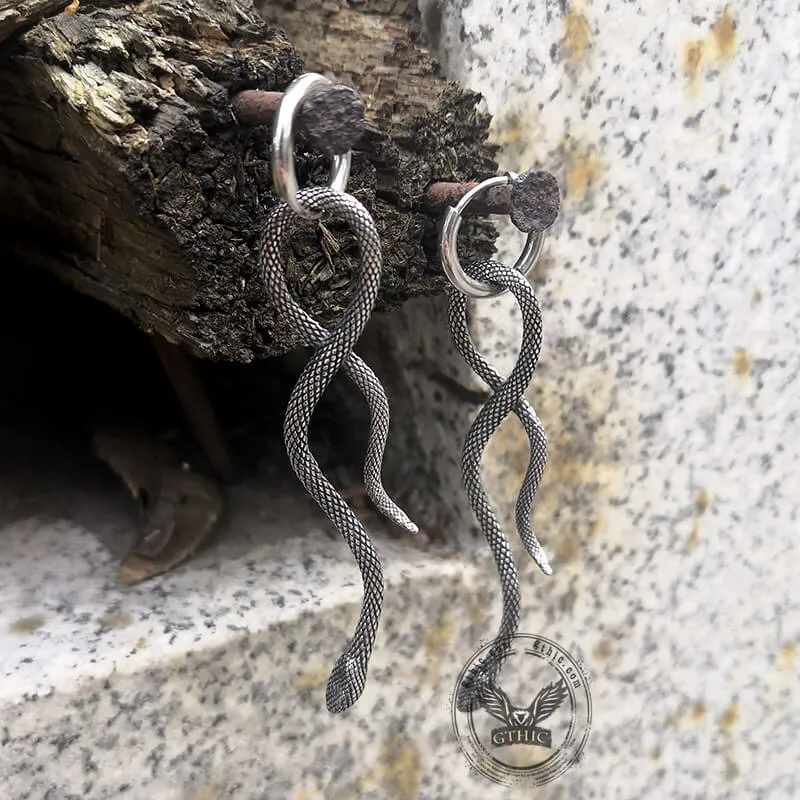 Coiled Snake Stainless Steel Animal Earrings sold by GTHIC