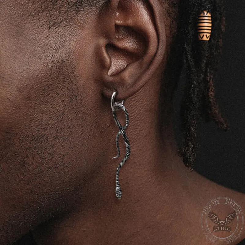 Coiled Snake Stainless Steel Animal Earrings sold by GTHIC product image thumbnail 2