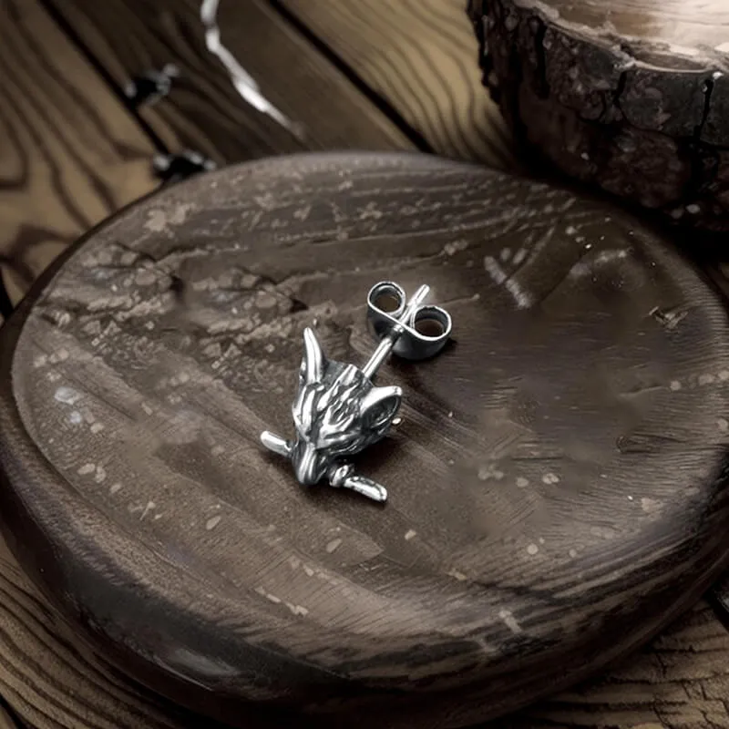 Vintage Wolf Head Stainless Steel Earrings sold by GTHIC product image thumbnail 3