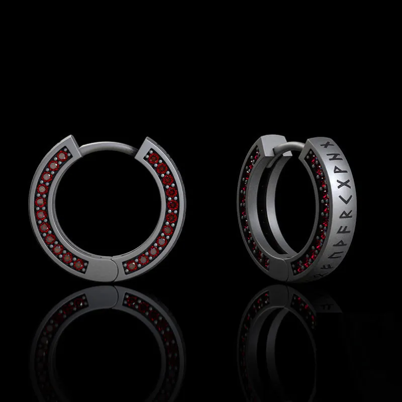 Simple Viking Runes Zircon Sterling Silver Stud Earrings sold by GTHIC