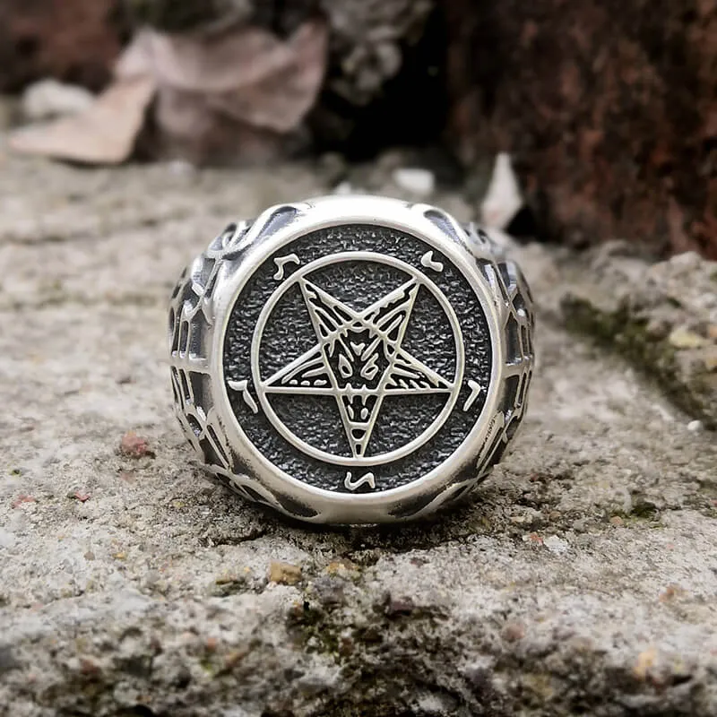 Sigil of Baphomet Sterling Silver Satan Ring sold by GTHIC