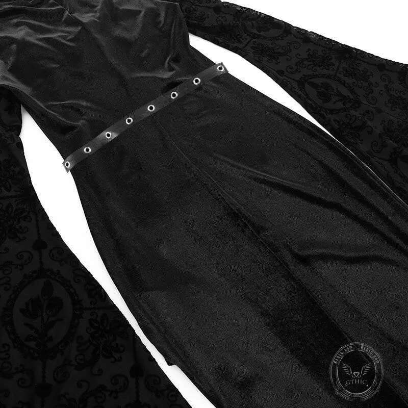 Gothic Slit Lace-Up Bell Sleeve Velvet Dress sold by GTHIC product image thumbnail 5