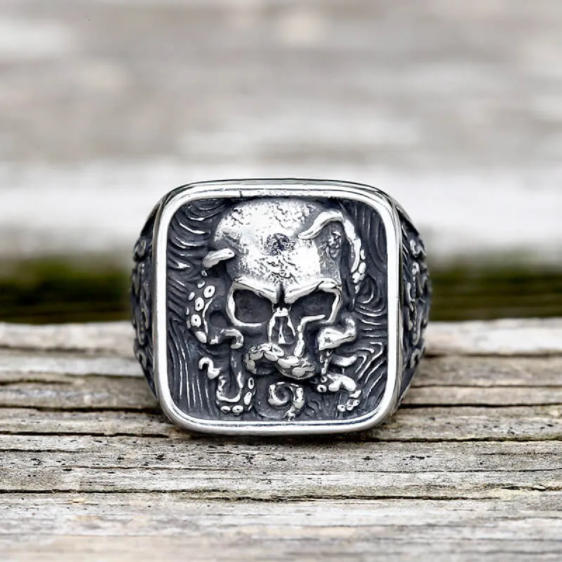 Vintage Octopus Skull Stainless Steel Ring sold by GTHIC