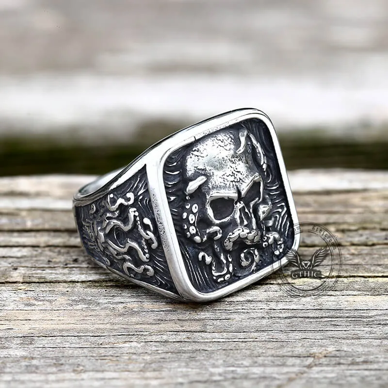 Vintage Octopus Skull Stainless Steel Ring sold by GTHIC product image thumbnail 3