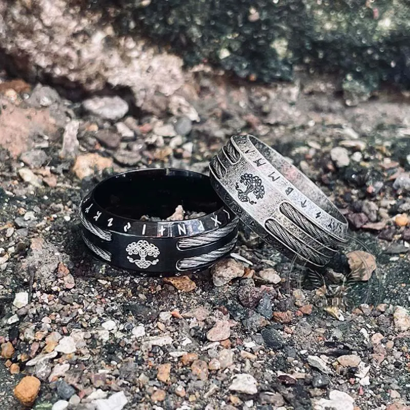 Tree of Life Viking Runes Stainless Steel Ring sold by GTHIC