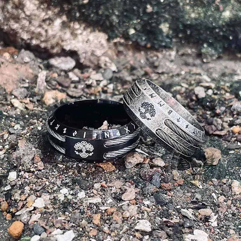 Tree of Life Viking Runes Stainless Steel Ring sold by GTHIC