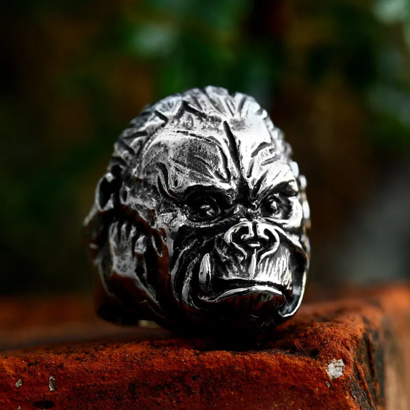 Gorilla King Stainless Steel Animal Ring sold by GTHIC