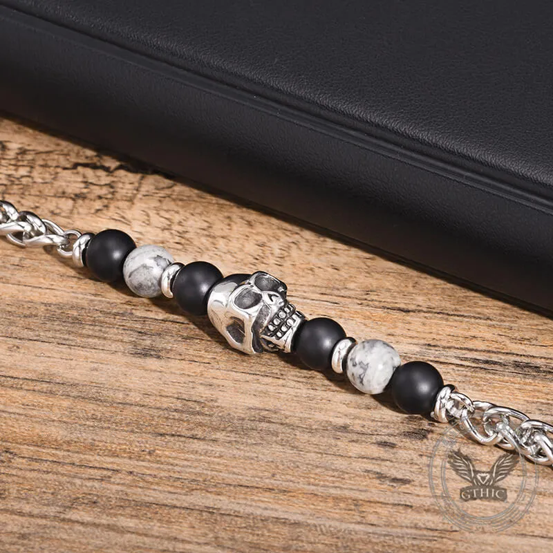 Skull Head Carnelian Map Stone Stainless Steel Bracelet sold by GTHIC product image thumbnail 5