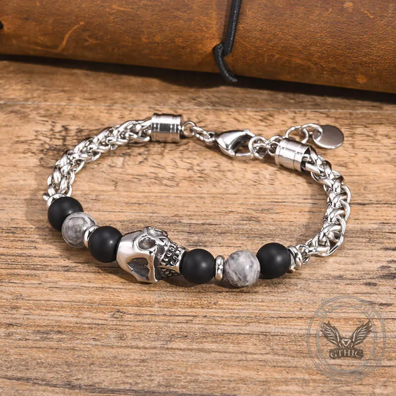 Skull Head Carnelian Map Stone Stainless Steel Bracelet sold by GTHIC product image thumbnail 3