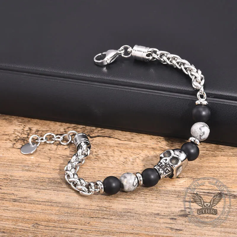 Skull Head Carnelian Map Stone Stainless Steel Bracelet sold by GTHIC product image thumbnail 4