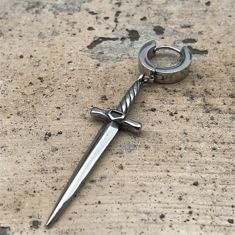 Dangle Sword Stainless Steel Hoop Earrings sold by GTHIC product image thumbnail 3