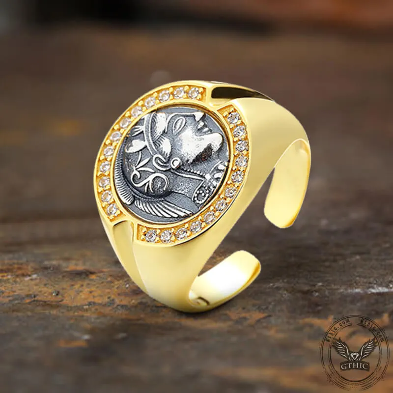 Greek Goddess Athena Coin Sterling Silver Open Ring sold by GTHIC product image thumbnail 4