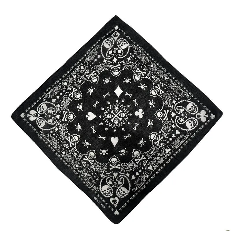 Poker Spades Skull Head Cotton Square Scarf sold by GTHIC