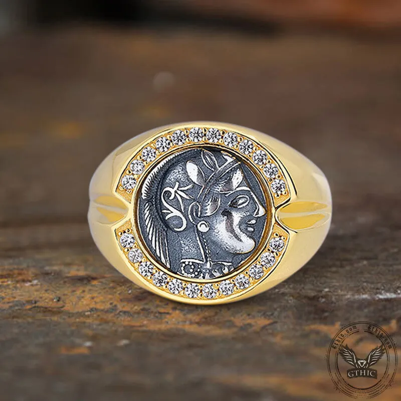 Greek Goddess Athena Coin Sterling Silver Open Ring sold by GTHIC product image thumbnail 3