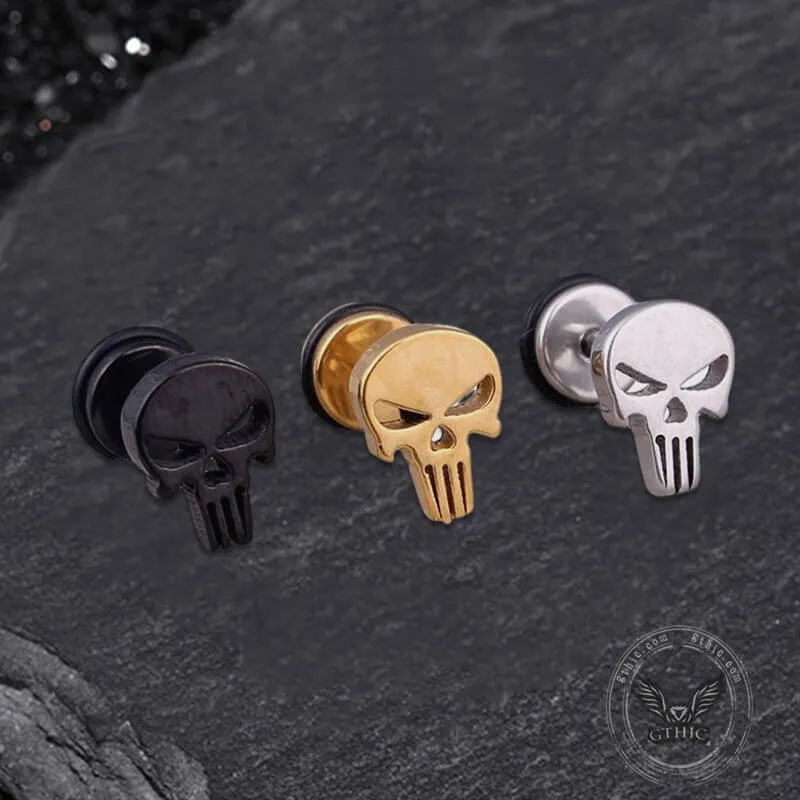 Spooky Stainless Steel Skull Stud Earrings sold by GTHIC