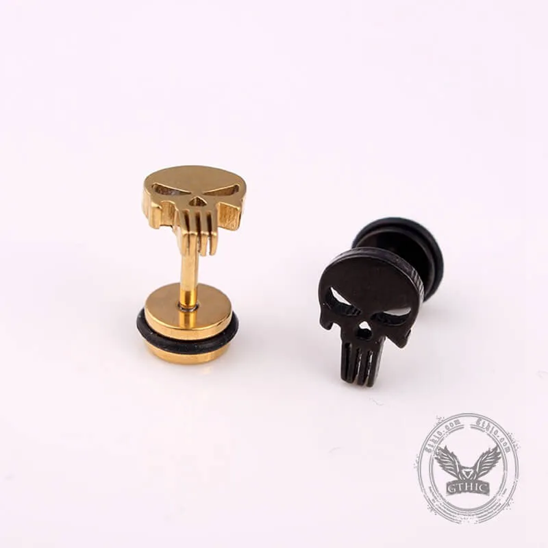 Spooky Stainless Steel Skull Stud Earrings sold by GTHIC product image thumbnail 4