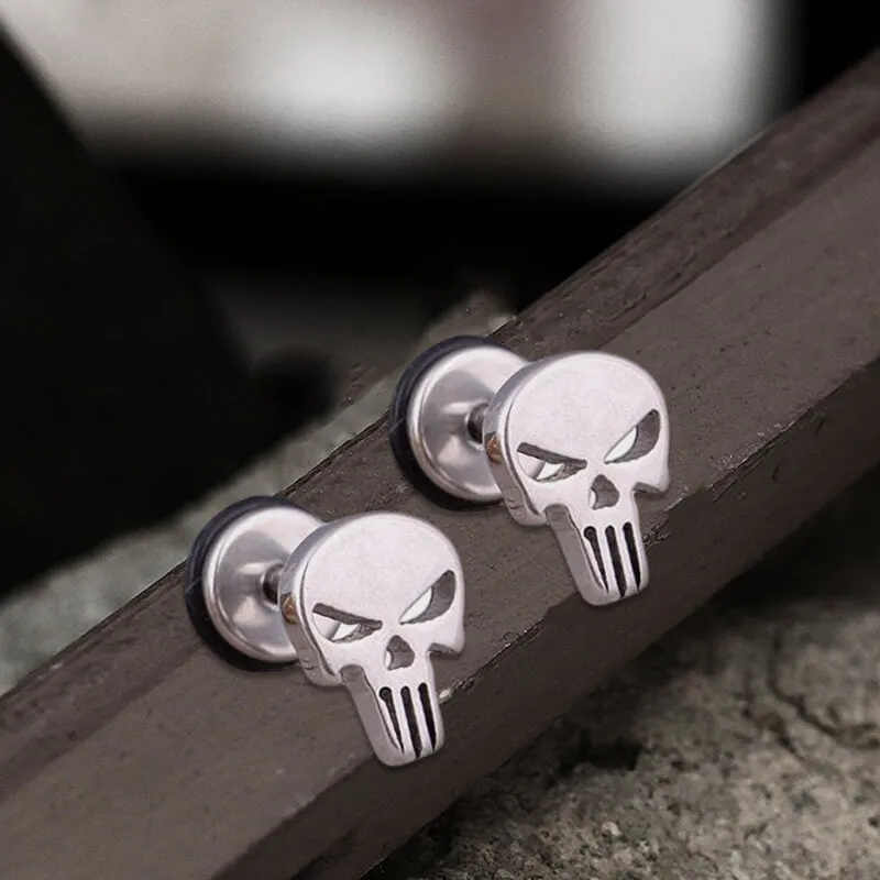 Spooky Stainless Steel Skull Stud Earrings sold by GTHIC product image thumbnail 5