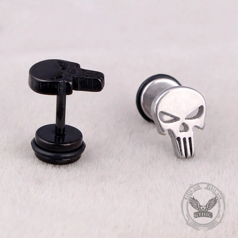 Spooky Stainless Steel Skull Stud Earrings sold by GTHIC product image thumbnail 3