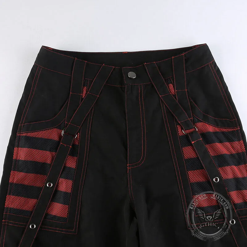 Gothic Striped Mesh Patchwork Cargo Pants sold by GTHIC product image thumbnail 4
