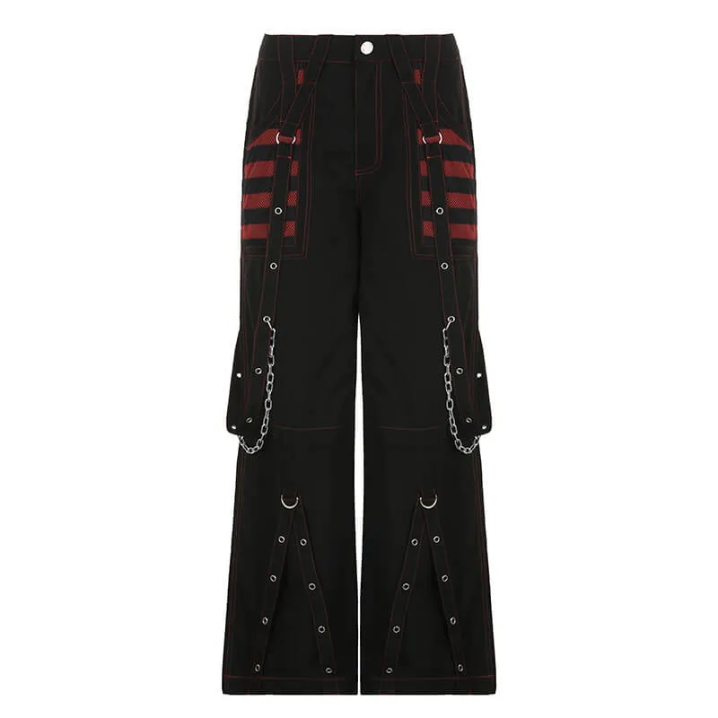 Gothic Striped Mesh Patchwork Cargo Pants sold by GTHIC product image thumbnail 2