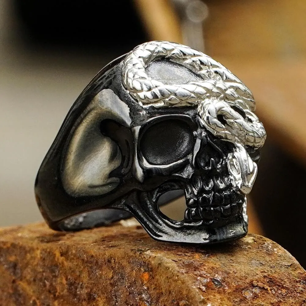 Skull and Snake Stainless Steel Ring sold by GTHIC