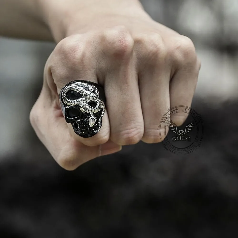 Skull and Snake Stainless Steel Ring sold by GTHIC product image thumbnail 2