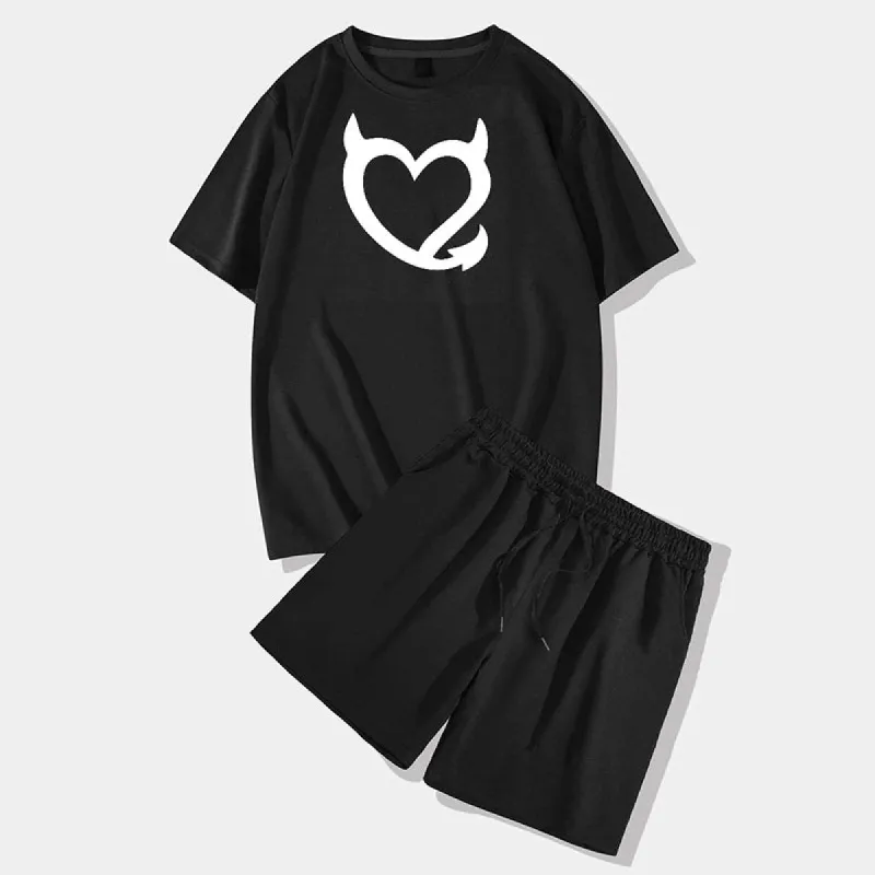 Evil Heart Short Sleeve T-shirt and Shorts Set sold by GTHIC